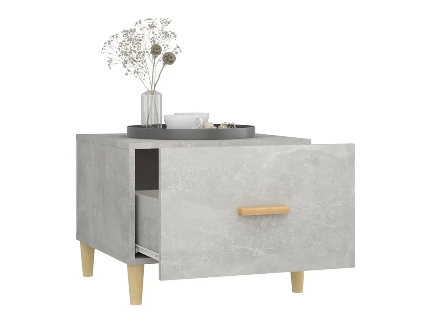 Mesa de centro madera contrachapada gris hormigón 50x50x40cm
