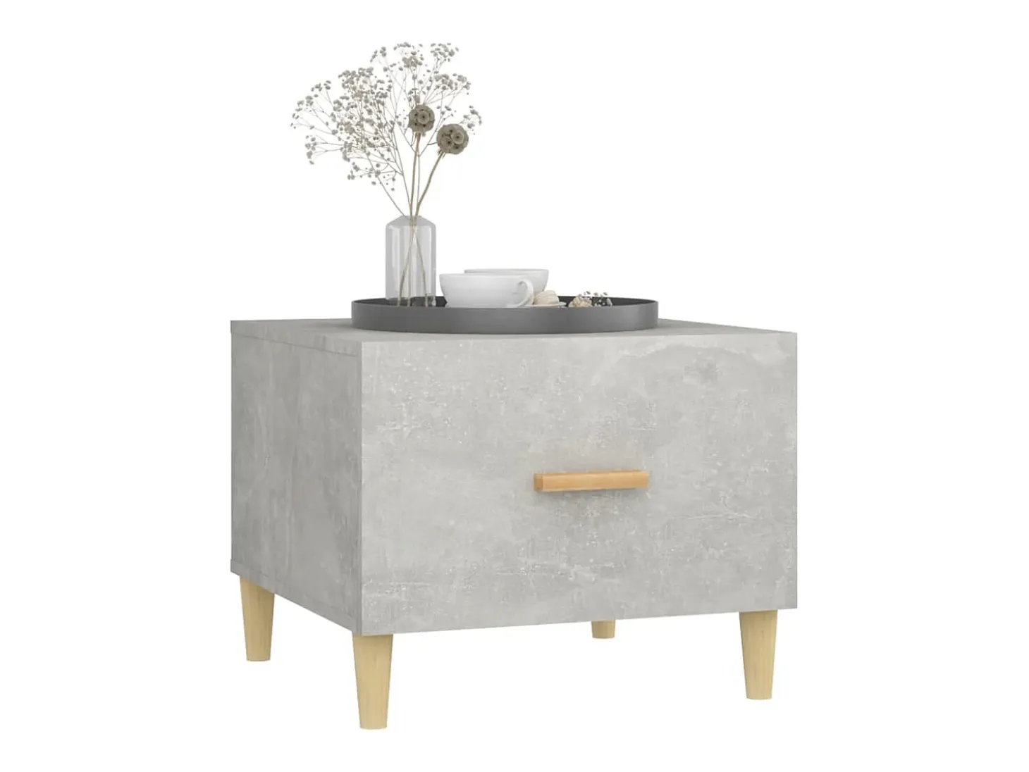 Mesa de centro madera contrachapada gris hormigón 50x50x40cm
