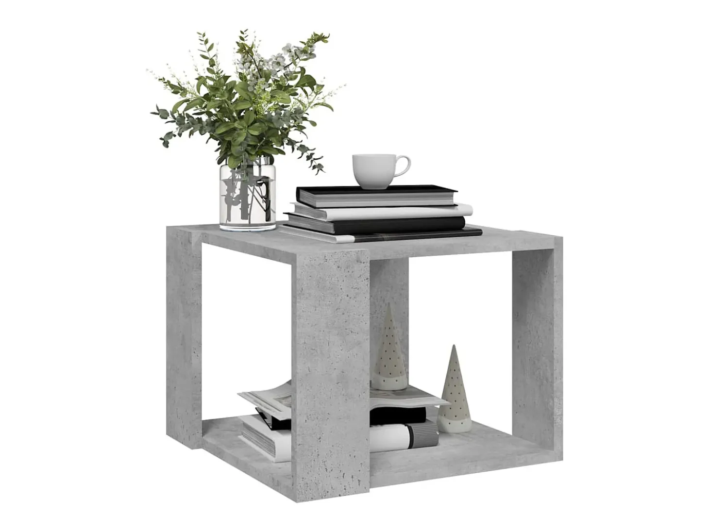 Mesa de centro madera contrachapada gris hormigón 40x40x30 cm