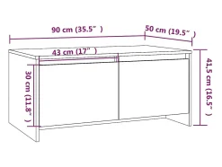 Mesa de centro madera contrachapada blanco 90x50x41,5 cm