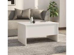 Mesa de centro madera contrachapada blanco 80x50x42,5 cm