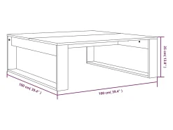 Mesa de centro madera contrachapada gris Sonoma 100x100x35 cm