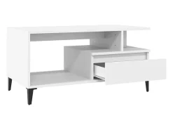Mesa de centro madera contrachapada blanca 90x49x45 cm