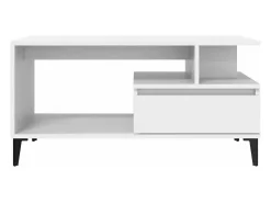 Mesa de centro madera contrachapada blanca 90x49x45 cm