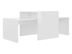 Mesa de centro madera contrachapada blanco brillo 100x48x40 cm