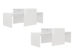 Mesa de centro madera contrachapada blanco brillo 100x48x40 cm