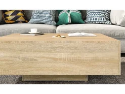 Mesa de centro madera contrachapada color roble 85x55x31 cm