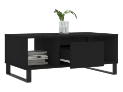 Mesa de centro madera contrachapada negro 90x50x36,5 cm