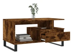 Mesa de centro madera contrachapada roble ahumado 90x49x45 cm