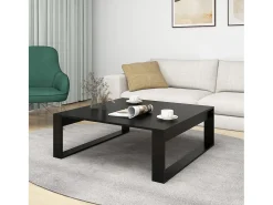 Mesa de centro madera contrachapada negro 100x100x35 cm