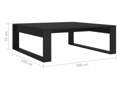 Mesa de centro madera contrachapada negro 100x100x35 cm