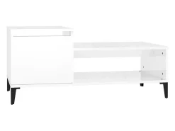 Mesa de centro madera contrachapada blanco brillo 100x50x45 cm
