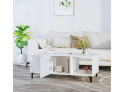 Mesa de centro madera contrachapada blanco 102x50x40 cm