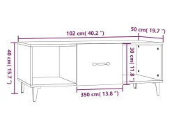 Mesa de centro madera contrachapada blanco 102x50x40 cm