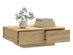 Mesa de centro madera contrachapada color roble 90x60x31 cm