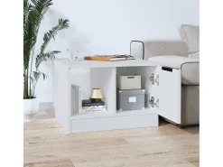 Mesa de centro madera contrachapada blanco 50x50x36 cm