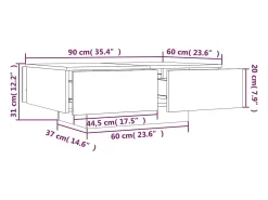 Mesa de centro madera contrachapada roble ahumado 90x60x31 cm