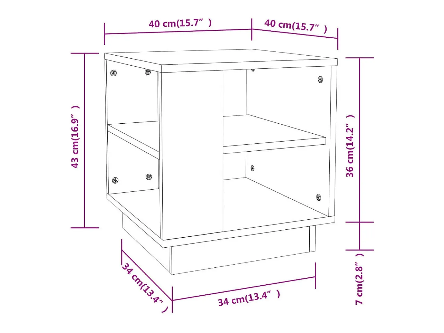 Mesa de centro madera contrachapada gris Sonoma 40x40x43 cm