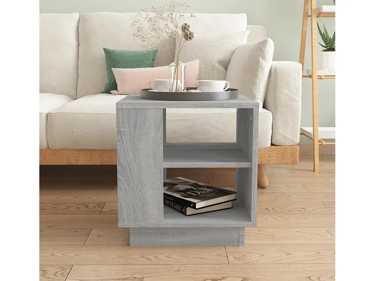 Mesa de centro madera contrachapada gris Sonoma 40x40x43 cm