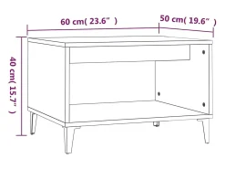 Mesa de centro madera contrachapada marrón roble 60x50x40 cm