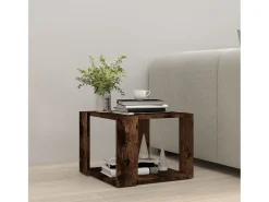 Mesa de centro madera contrachapada roble ahumado 40x40x30 cm