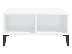 Mesa de centro madera contrachapada blanco brillo 60x60x30 cm
