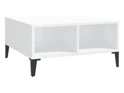 Mesa de centro madera contrachapada blanco brillo 60x60x30 cm