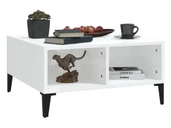 Mesa de centro madera contrachapada blanco brillo 60x60x30 cm