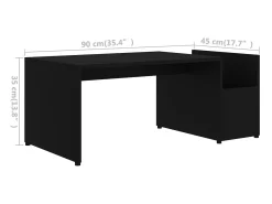 Mesa de centro madera contrachapada negro 90x45x35 cm