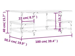 Mesa de centro madera contrachapada roble marrón 100x50,5x40 cm
