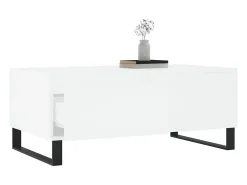 Mesa de centro madera contrachapada blanco 90x50x36,5 cm