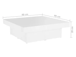 Mesa de centro madera contrachapada blanco 90x90x28 cm