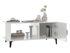 Mesa de centro madera contrachapada blanco brillo 90x50x40 cm