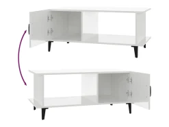 Mesa de centro madera contrachapada blanco brillo 90x50x40 cm