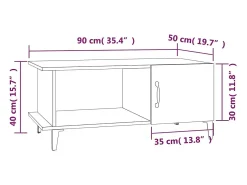 Mesa de centro madera contrachapada blanco brillo 90x50x40 cm