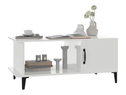 Mesa de centro madera contrachapada blanco brillo 90x50x40 cm