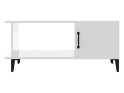 Mesa de centro madera contrachapada blanco brillo 90x50x40 cm