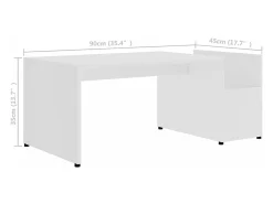 Mesa de centro madera contrachapada blanco 90x45x35 cm