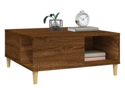 Mesa de centro madera contrachapada roble marrón 80x80x36,5 cm