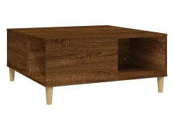 Mesa de centro madera contrachapada roble marrón 80x80x36,5 cm