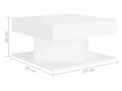 Mesa de centro madera contrachapada blanco 57x57x30 cm