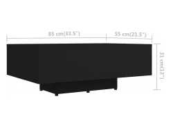 Mesa de centro madera contrachapada negro 85x55x31 cm