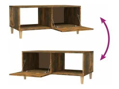 Mesa de centro madera contrachapada roble ahumado 89,5x50x40 cm
