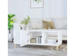 Mesa de centro madera contrachapada blanco 102x50x40 cm