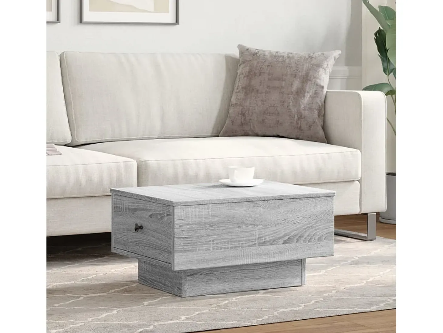 Mesa de centro madera contrachapada gris Sonoma 60x45x31 cm