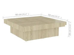 Mesa de centro madera contrachapada roble Sonoma 90x90x28 cm