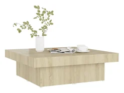 Mesa de centro madera contrachapada roble Sonoma 90x90x28 cm