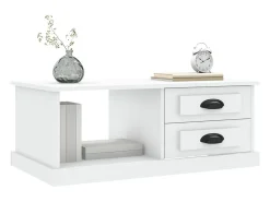 Mesa de centro madera contrachapada blanco 90x50x35 cm