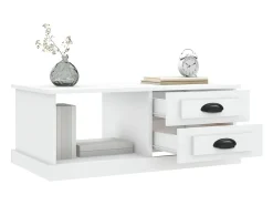 Mesa de centro madera contrachapada blanco 90x50x35 cm
