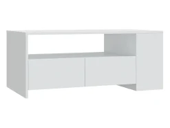 Mesa de centro madera contrachapada blanco 102x55x42 cm